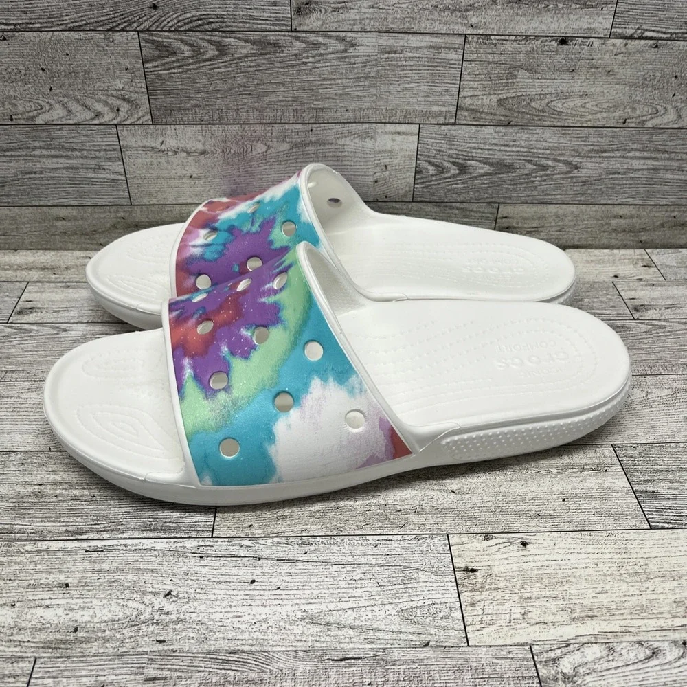 Crocs Classics Slides Tye Dye White Men Size‎ 12